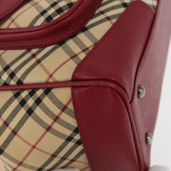 BURBERRY Nova Check Hand Bag Canvas Beige Auth 156373