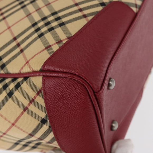 BURBERRY Nova Check Hand Bag Canvas Beige Auth 156373