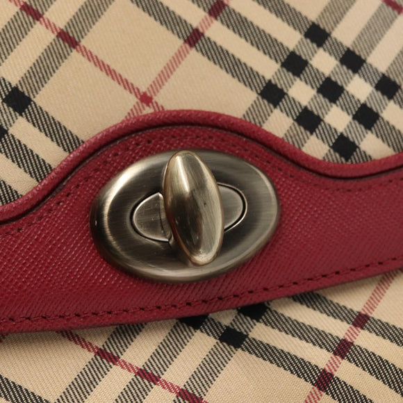 BURBERRY Nova Check Hand Bag Canvas Beige Auth 156373