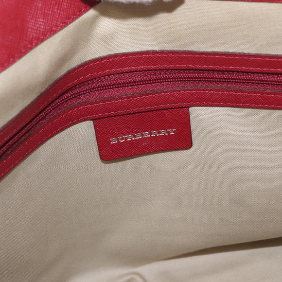 BURBERRY Nova Check Hand Bag Canvas Beige Auth 156373