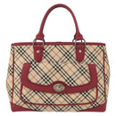 BURBERRY Nova Check Hand Bag Canvas Beige Auth 156373-13