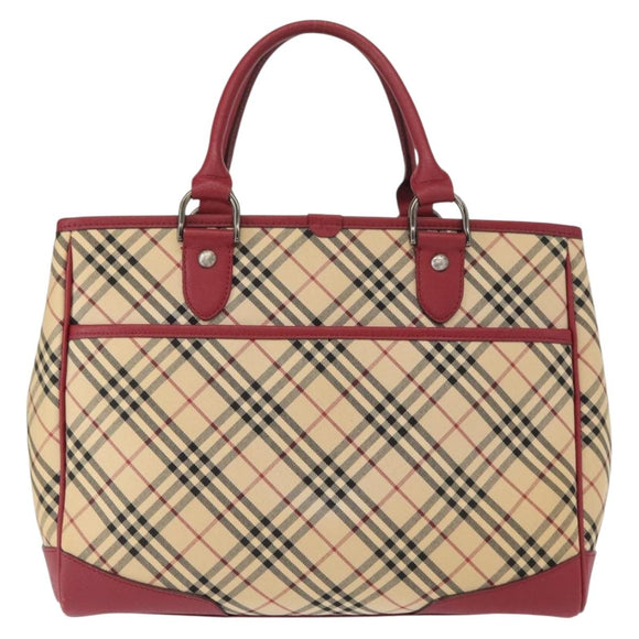 BURBERRY Nova Check Hand Bag Canvas Beige Auth 156373