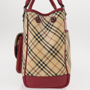 BURBERRY Nova Check Hand Bag Canvas Beige Auth 156373-3