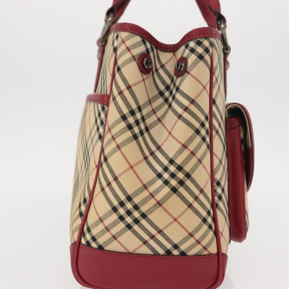 BURBERRY Nova Check Hand Bag Canvas Beige Auth 156373