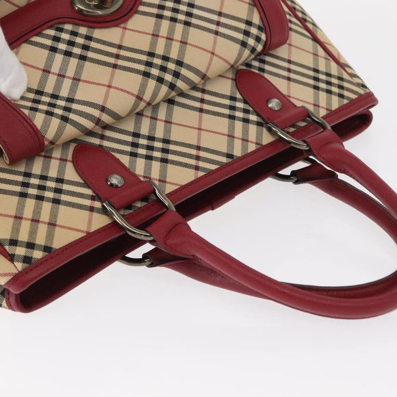 BURBERRY Nova Check Hand Bag Canvas Beige Auth 156373