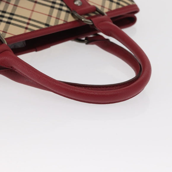 BURBERRY Nova Check Hand Bag Canvas Beige Auth 156373