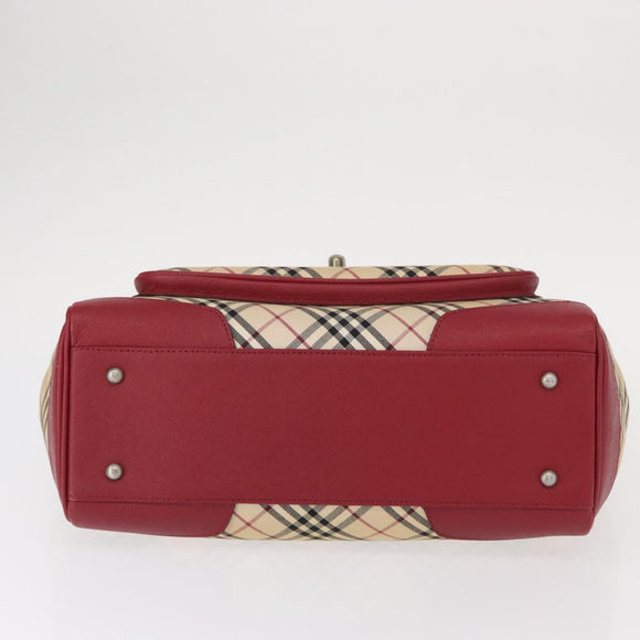 BURBERRY Nova Check Hand Bag Canvas Beige Auth 156373