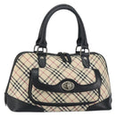 BURBERRY Nova Check Hand Bag Canvas Beige Silver Auth 156374-1