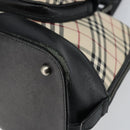 BURBERRY Nova Check Hand Bag Canvas Beige Silver Auth 156374-8