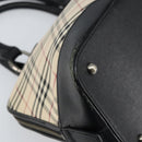 BURBERRY Nova Check Hand Bag Canvas Beige Silver Auth 156374-17