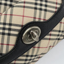 BURBERRY Nova Check Hand Bag Canvas Beige Silver Auth 156374-10