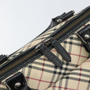 BURBERRY Nova Check Hand Bag Canvas Beige Silver Auth 156374-18