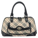 BURBERRY Nova Check Hand Bag Canvas Beige Silver Auth 156374-13