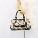 BURBERRY Nova Check Hand Bag Canvas Beige Silver Auth 156374-23