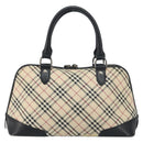 BURBERRY Nova Check Hand Bag Canvas Beige Silver Auth 156374-2