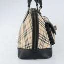 BURBERRY Nova Check Hand Bag Canvas Beige Silver Auth 156374-3