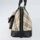 BURBERRY Nova Check Hand Bag Canvas Beige Silver Auth 156374-4