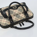 BURBERRY Nova Check Hand Bag Canvas Beige Silver Auth 156374-6