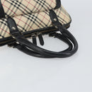 BURBERRY Nova Check Hand Bag Canvas Beige Silver Auth 156374-7