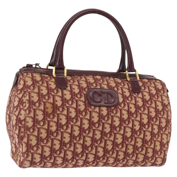 Christian Dior Trotter Canvas Hand Bag Red Gold Auth 156375