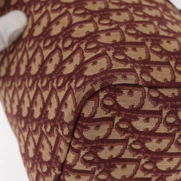 Christian Dior Trotter Canvas Hand Bag Red Gold Auth 156375