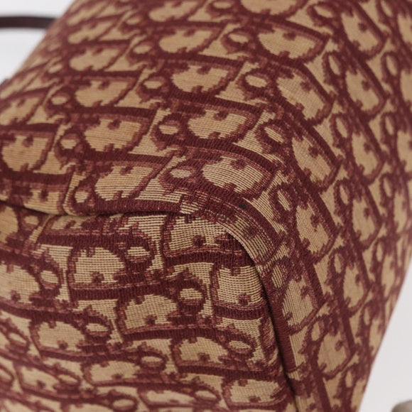 Christian Dior Trotter Canvas Hand Bag Red Gold Auth 156375