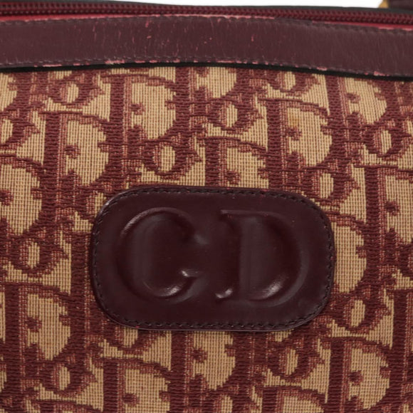 Christian Dior Trotter Canvas Hand Bag Red Gold Auth 156375