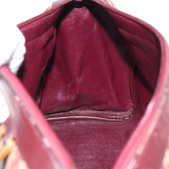 Christian Dior Trotter Canvas Hand Bag Red Gold Auth 156375