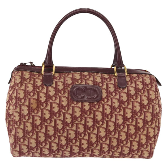 Christian Dior Trotter Canvas Hand Bag Red Gold Auth 156375