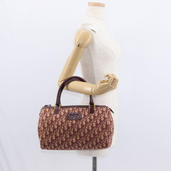 Christian Dior Trotter Canvas Hand Bag Red Gold Auth 156375