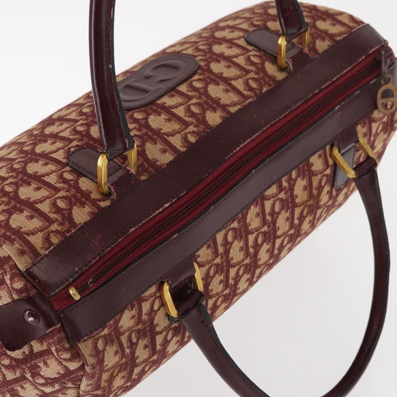 Christian Dior Trotter Canvas Hand Bag Red Gold Auth 156375