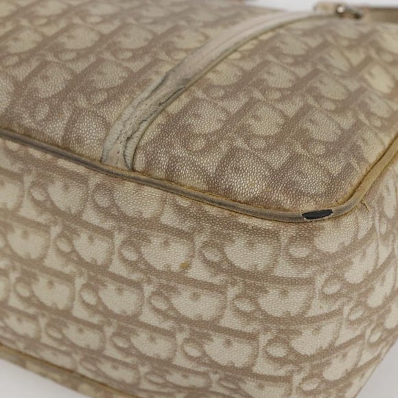 Christian Dior Trotter Canvas Romantic Hand Bag PVC Beige Silver Auth 156376