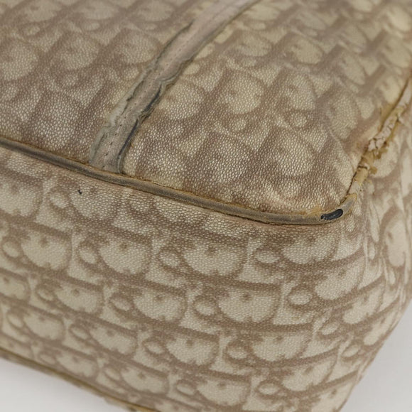 Christian Dior Trotter Canvas Romantic Hand Bag PVC Beige Silver Auth 156376