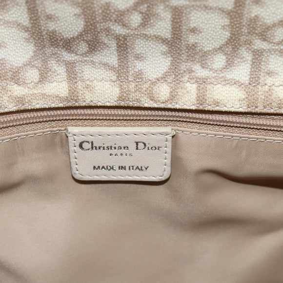 Christian Dior Trotter Canvas Romantic Hand Bag PVC Beige Silver Auth 156376