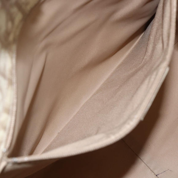 Christian Dior Trotter Canvas Romantic Hand Bag PVC Beige Silver Auth 156376