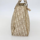 Christian Dior Trotter Canvas Romantic Hand Bag PVC Beige Silver Auth 156376-4