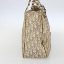 Christian Dior Trotter Canvas Romantic Hand Bag PVC Beige Silver Auth 156376-5