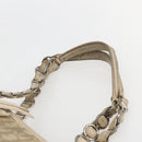 Christian Dior Trotter Canvas Romantic Hand Bag PVC Beige Silver Auth 156376-8