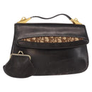 Christian Dior Trotter Canvas Hand Bag Leather Brown Gold Auth 156377-1