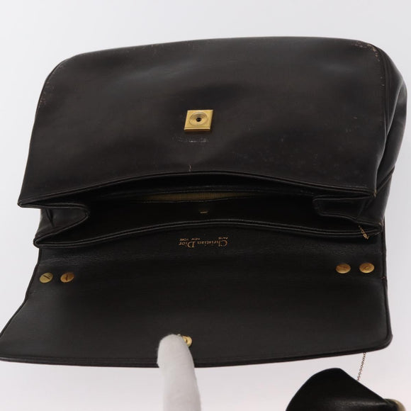 Christian Dior Trotter Canvas Hand Bag Leather Brown Gold Auth 156377