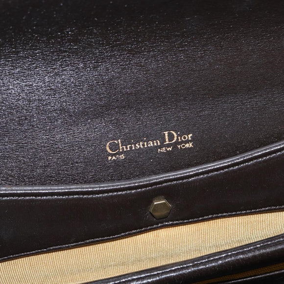 Christian Dior Trotter Canvas Hand Bag Leather Brown Gold Auth 156377