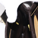 Christian Dior Trotter Canvas Hand Bag Leather Brown Gold Auth 156377-19