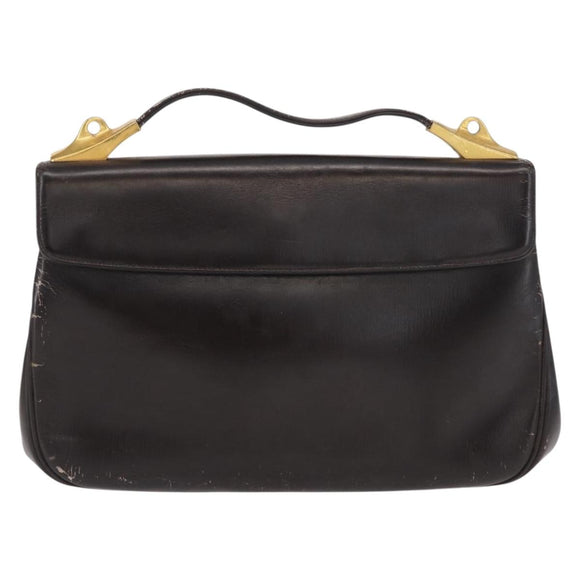Christian Dior Trotter Canvas Hand Bag Leather Brown Gold Auth 156377