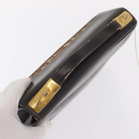Christian Dior Trotter Canvas Hand Bag Leather Brown Gold Auth 156377