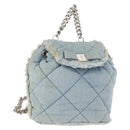 Salvatore Ferragamo Vala Backpack Denim 2way Blue Silver Auth 156378-1