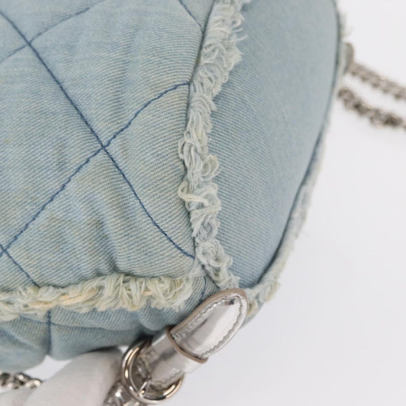 Salvatore Ferragamo Vala Backpack Denim 2way Blue Silver Auth 156378