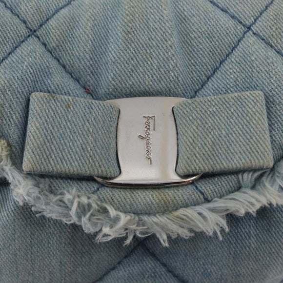 Salvatore Ferragamo Vala Backpack Denim 2way Blue Silver Auth 156378