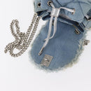 Salvatore Ferragamo Vala Backpack Denim 2way Blue Silver Auth 156378-19