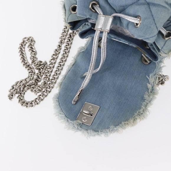 Salvatore Ferragamo Vala Backpack Denim 2way Blue Silver Auth 156378