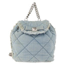 Salvatore Ferragamo Vala Backpack Denim 2way Blue Silver Auth 156378-13